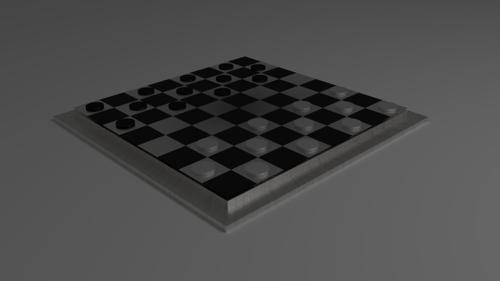 Checker board with checker pieces preview image